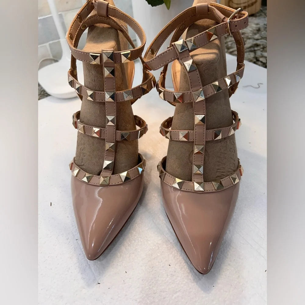 MIX No. 6 Studded Nude Heels Size 7M - Picture 2 of 6